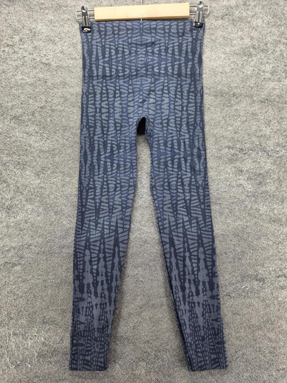 Spanx Leggings Womens S Petite Blue Ankle High Rise Ikat Shaping Nylon Spandex